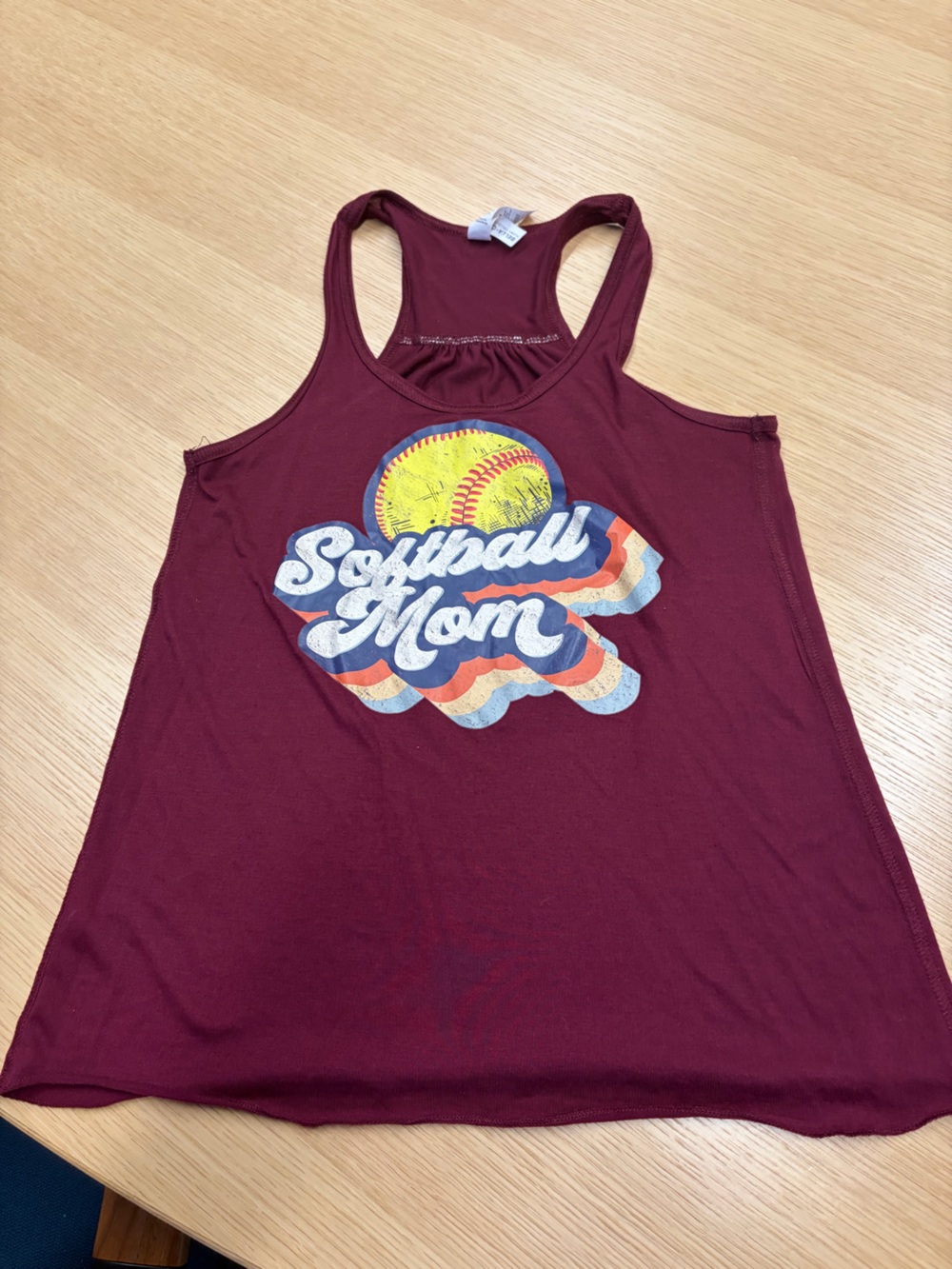 Burgundy Softball Mom racerback tank